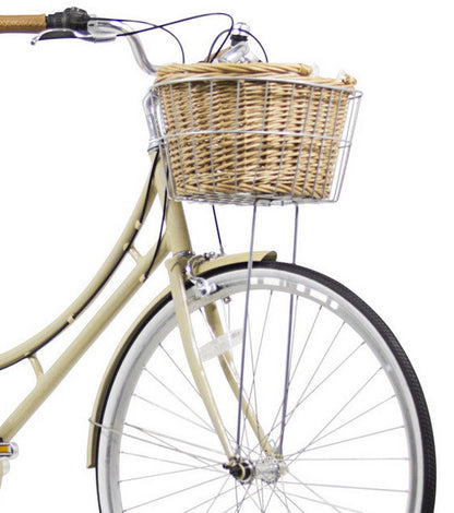 Wicker and Wire Bicycle Front Basket Set