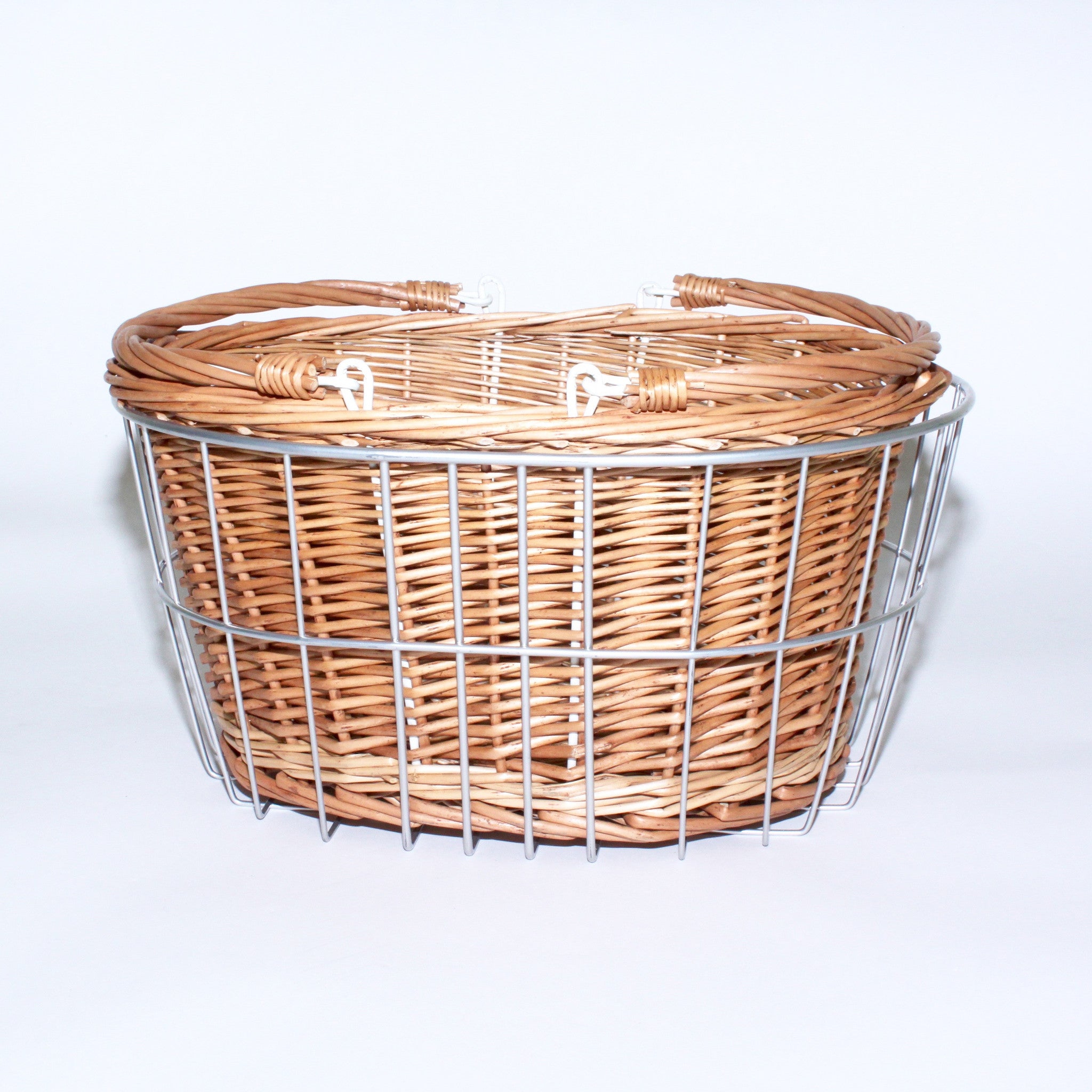 Wicker and Wire Bicycle Front Basket Set