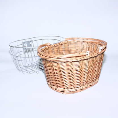 Wicker and Wire Bicycle Front Basket Set