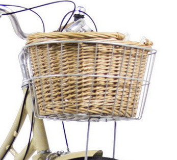 Wicker and Wire Bicycle Front Basket Set